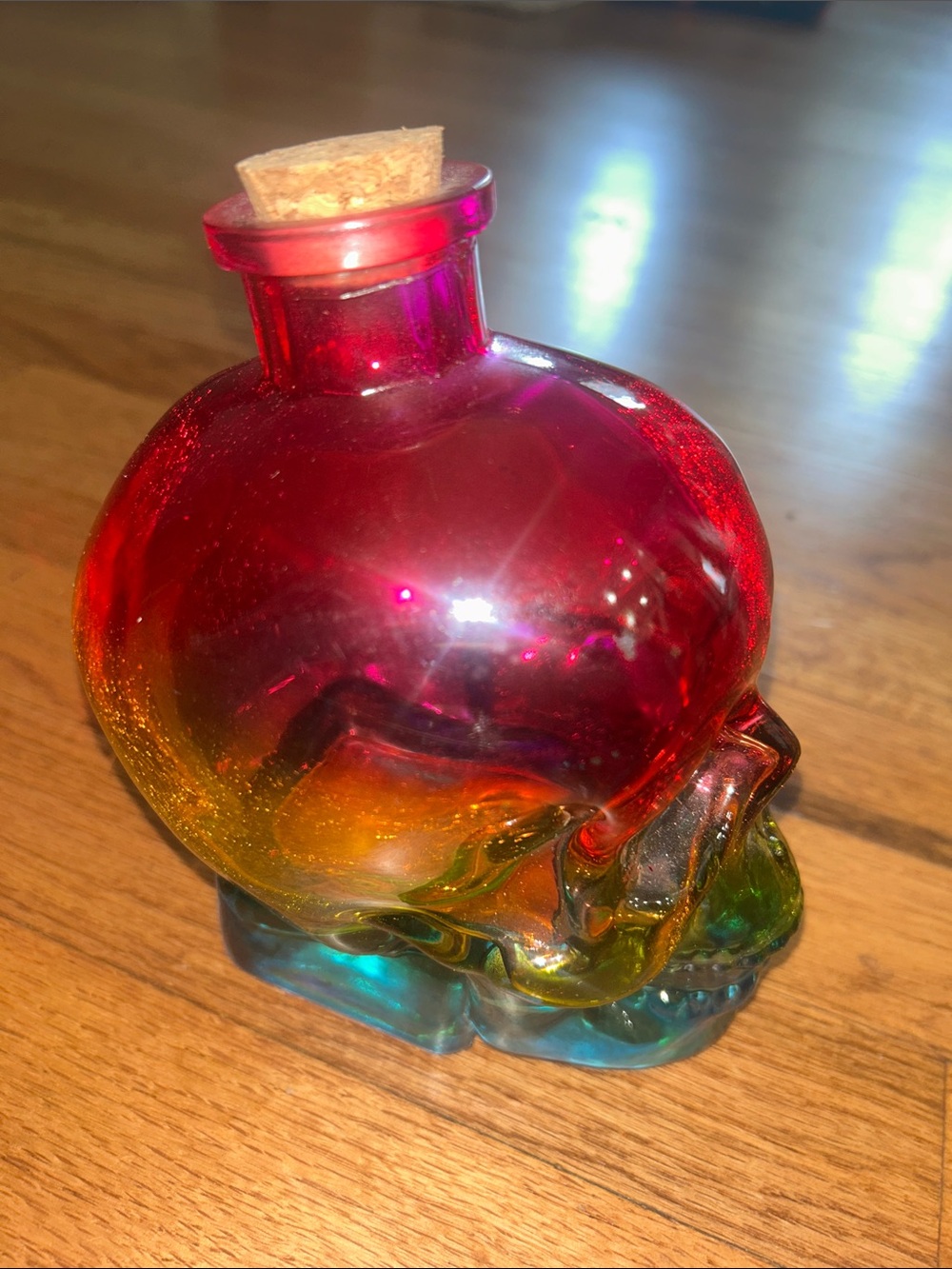 Glass Skull Bottle - Multicolor Decorative Home Art - Picture 3 of 3